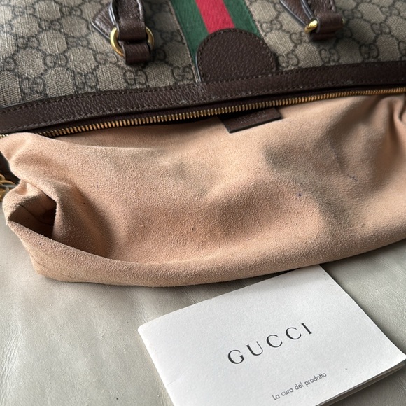 GUCCI GG Supreme Monogram Web Medium Ophidia Boston Bag w/COA and Dustbag - Picture 11 of 17